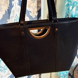 Classic navy blue Tote Bag with Gold Accent